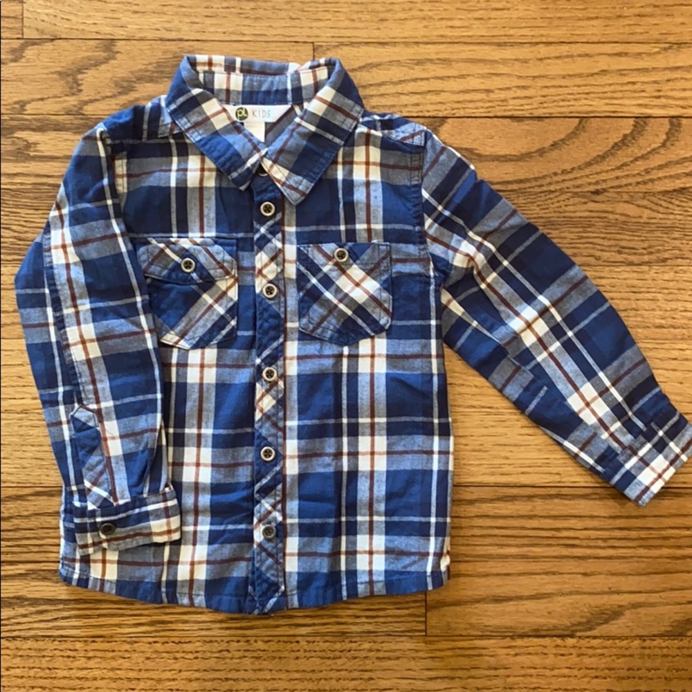 Long sleeve button down plaid dress shirt toddler